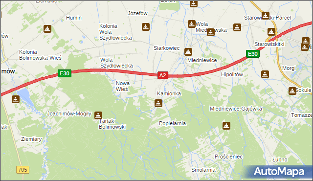 mapa Kamionka gmina Wiskitki, Kamionka gmina Wiskitki na mapie Targeo