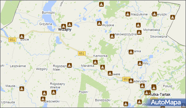 mapa Kamionka gmina Wiżajny, Kamionka gmina Wiżajny na mapie Targeo