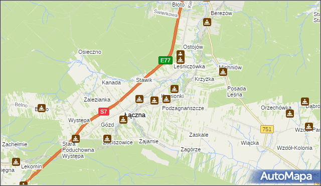 mapa Kamionki gmina Łączna, Kamionki gmina Łączna na mapie Targeo