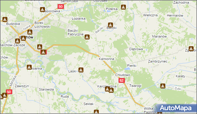 mapa Kamionna gmina Łochów, Kamionna gmina Łochów na mapie Targeo