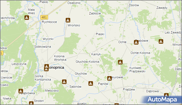 mapa Kamyk gmina Konopnica, Kamyk gmina Konopnica na mapie Targeo