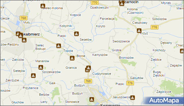 mapa Kamyszów, Kamyszów na mapie Targeo