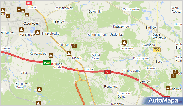 mapa Kania Góra, Kania Góra na mapie Targeo