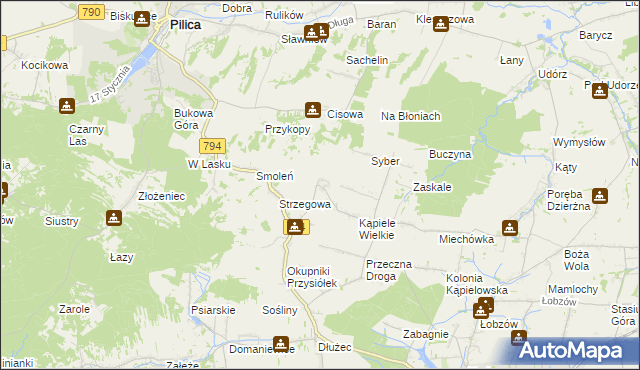 mapa Kąpiołki, Kąpiołki na mapie Targeo