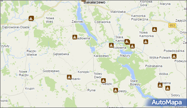 mapa Karasiewo, Karasiewo na mapie Targeo