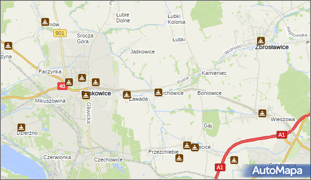 mapa Karchowice, Karchowice na mapie Targeo