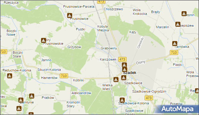 mapa Karczówek gmina Szadek, Karczówek gmina Szadek na mapie Targeo