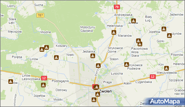 mapa Karczówka gmina Zwoleń, Karczówka gmina Zwoleń na mapie Targeo