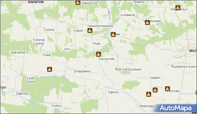 mapa Karczunek gmina Baranów, Karczunek gmina Baranów na mapie Targeo