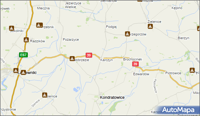 mapa Karczyn gmina Kondratowice, Karczyn gmina Kondratowice na mapie Targeo