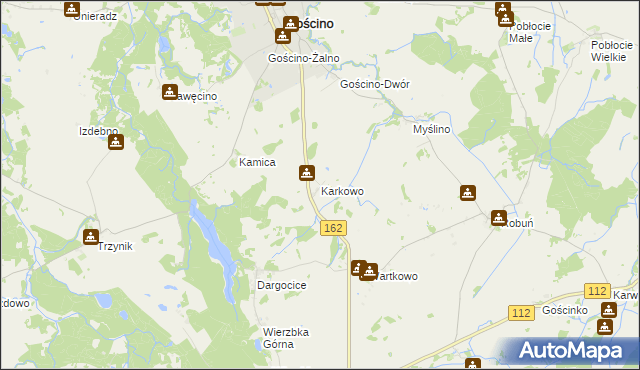 mapa Karkowo gmina Gościno, Karkowo gmina Gościno na mapie Targeo