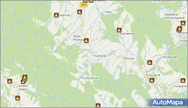 mapa Karlików gmina Bukowsko, Karlików gmina Bukowsko na mapie Targeo