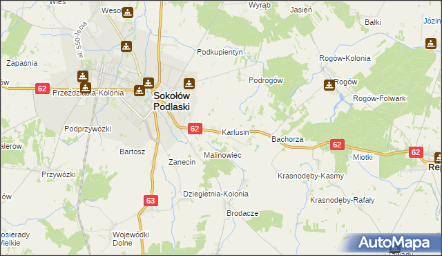 mapa Karlusin, Karlusin na mapie Targeo