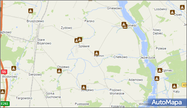 mapa Karmin gmina Śmigiel, Karmin gmina Śmigiel na mapie Targeo