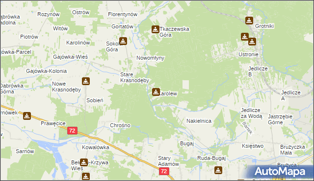 mapa Karolew gmina Aleksandrów Łódzki, Karolew gmina Aleksandrów Łódzki na mapie Targeo