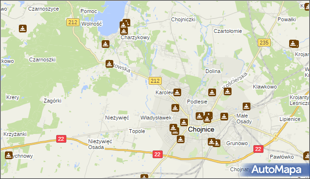 mapa Karolewo gmina Chojnice, Karolewo gmina Chojnice na mapie Targeo