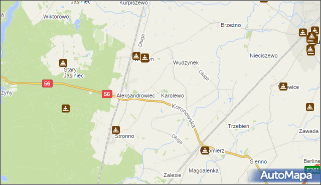 mapa Karolewo gmina Dobrcz, Karolewo gmina Dobrcz na mapie Targeo