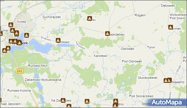 mapa Karolewo gmina Więcbork, Karolewo gmina Więcbork na mapie Targeo