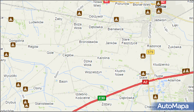 mapa Karolina gmina Baranów, Karolina gmina Baranów na mapie Targeo