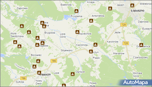 mapa Karolinów gmina Krasocin, Karolinów gmina Krasocin na mapie Targeo