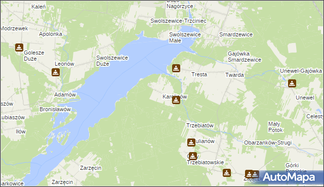 mapa Karolinów gmina Tomaszów Mazowiecki, Karolinów gmina Tomaszów Mazowiecki na mapie Targeo