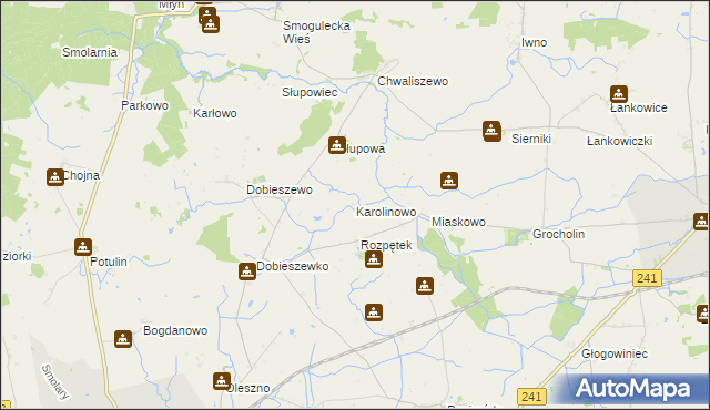 mapa Karolinowo gmina Kcynia, Karolinowo gmina Kcynia na mapie Targeo