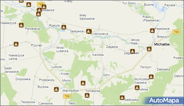 mapa Karolów gmina Michałów, Karolów gmina Michałów na mapie Targeo