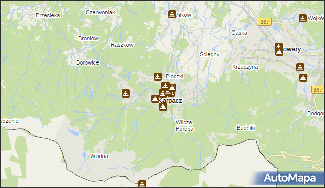 mapa Karpacz, Karpacz na mapie Targeo