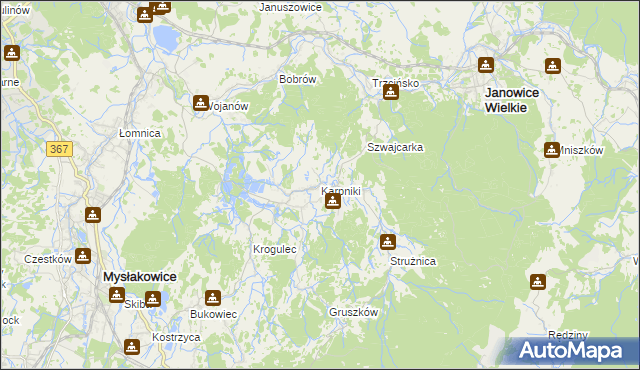 mapa Karpniki gmina Mysłakowice, Karpniki gmina Mysłakowice na mapie Targeo