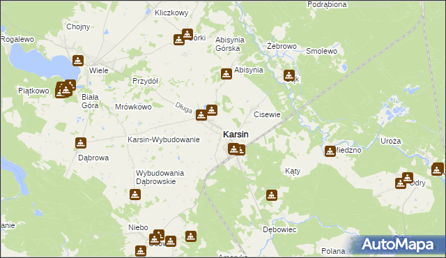 mapa Karsin powiat kościerski, Karsin powiat kościerski na mapie Targeo