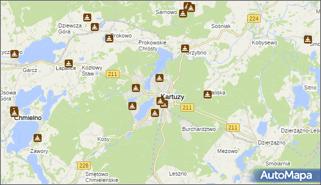 mapa Kartuzy, Kartuzy na mapie Targeo