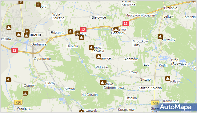 mapa Karwice gmina Opoczno, Karwice gmina Opoczno na mapie Targeo