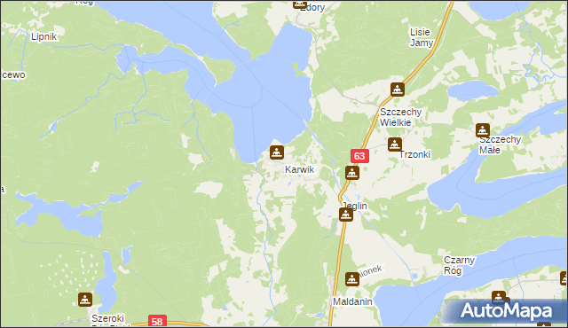 mapa Karwik, Karwik na mapie Targeo