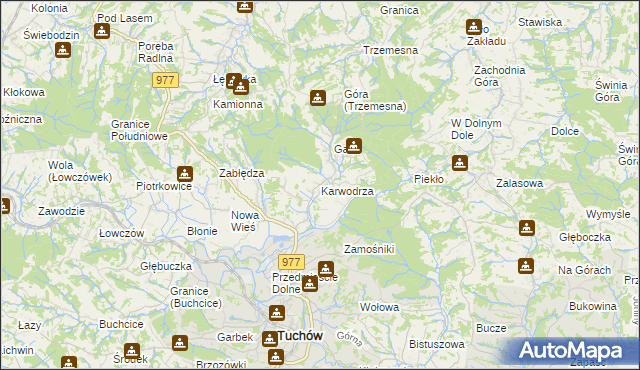 mapa Karwodrza, Karwodrza na mapie Targeo