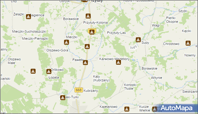 mapa Karwowo-Wszebory, Karwowo-Wszebory na mapie Targeo