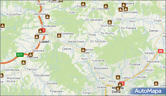 mapa Kasinka Mała, Kasinka Mała na mapie Targeo