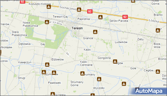 mapa Kaski gmina Baranów, Kaski gmina Baranów na mapie Targeo