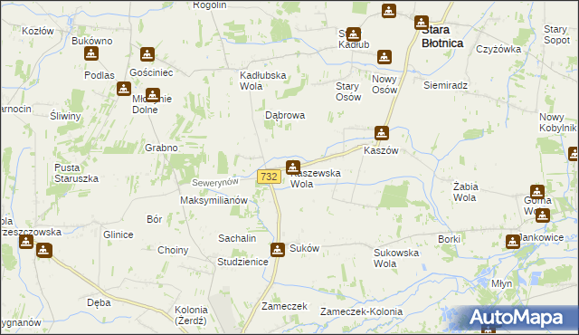 mapa Kaszewska Wola, Kaszewska Wola na mapie Targeo