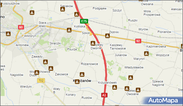 mapa Kaszewy-Kolonia, Kaszewy-Kolonia na mapie Targeo