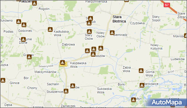 mapa Kaszów gmina Stara Błotnica, Kaszów gmina Stara Błotnica na mapie Targeo