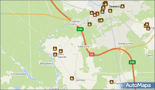 mapa Katarzynki gmina Bledzew, Katarzynki gmina Bledzew na mapie Targeo