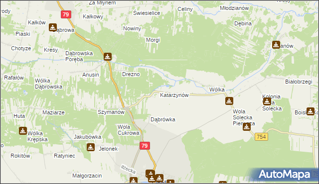 mapa Katarzynów gmina Lipsko, Katarzynów gmina Lipsko na mapie Targeo