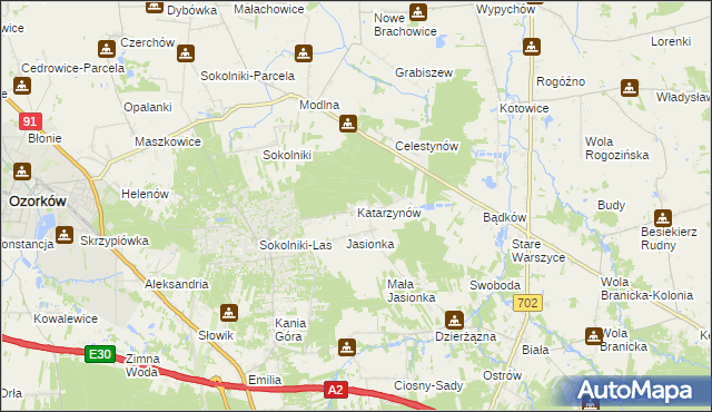 mapa Katarzynów gmina Ozorków, Katarzynów gmina Ozorków na mapie Targeo