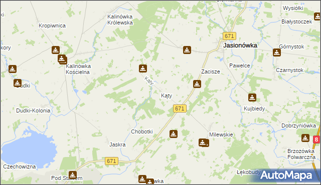 mapa Kąty gmina Jasionówka, Kąty gmina Jasionówka na mapie Targeo