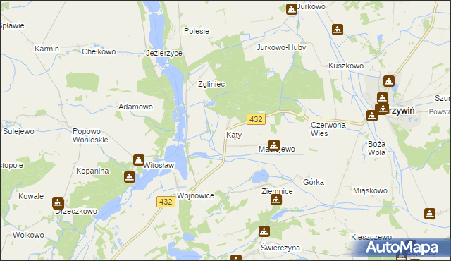 mapa Kąty gmina Osieczna, Kąty gmina Osieczna na mapie Targeo