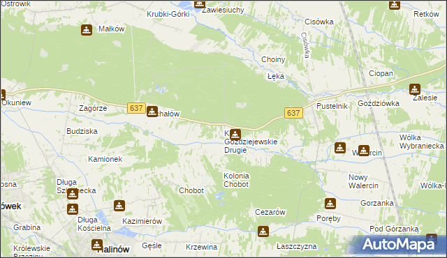 mapa Kąty Goździejewskie Drugie, Kąty Goździejewskie Drugie na mapie Targeo