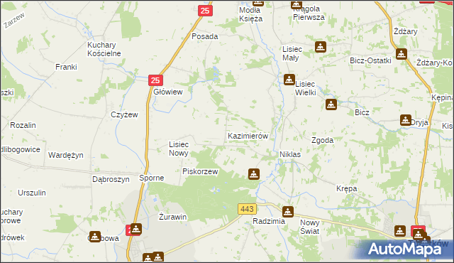 mapa Kazimierów gmina Stare Miasto, Kazimierów gmina Stare Miasto na mapie Targeo