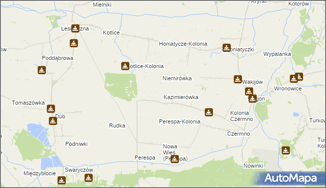 mapa Kazimierówka gmina Tyszowce, Kazimierówka gmina Tyszowce na mapie Targeo