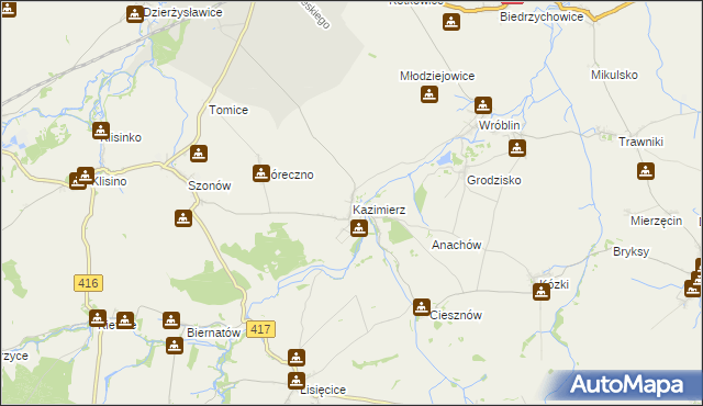 mapa Kazimierz gmina Głogówek, Kazimierz gmina Głogówek na mapie Targeo