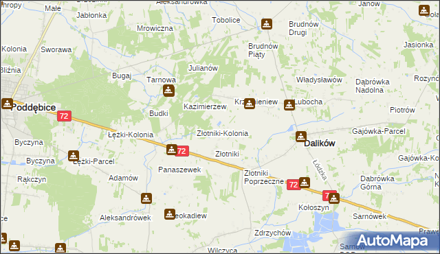 mapa Kazimierzów gmina Dalików, Kazimierzów gmina Dalików na mapie Targeo